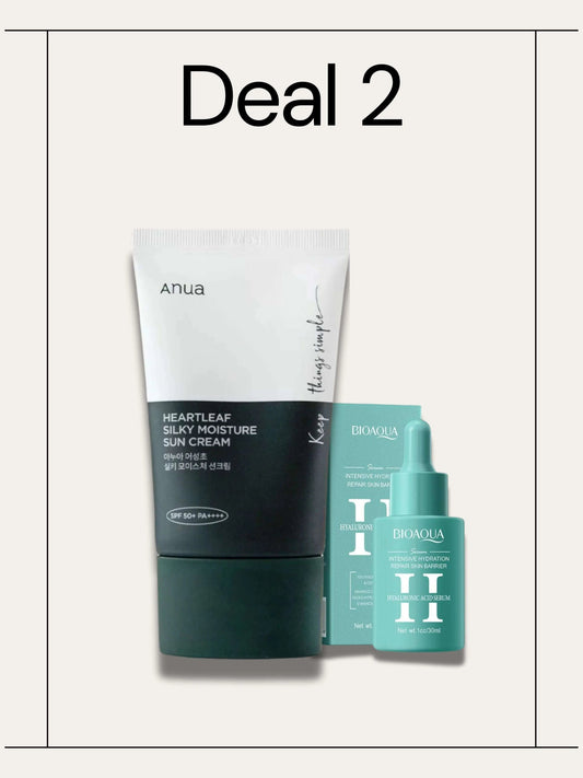 Anua SPF 50 Sunscreen + BioAqua Hydrating Serum - Korean Skincare Duo for Protection & Hydration serum, sunscreen 3499